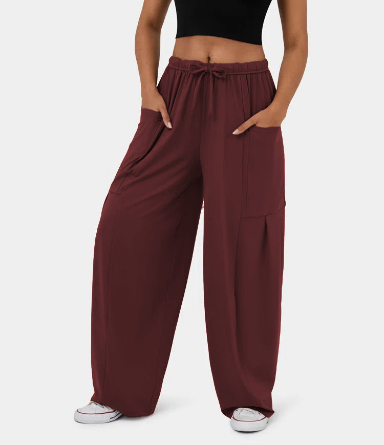 Damen Weite Freizeit-Hose mit elastischem Bund und praktischen Taschen Drune