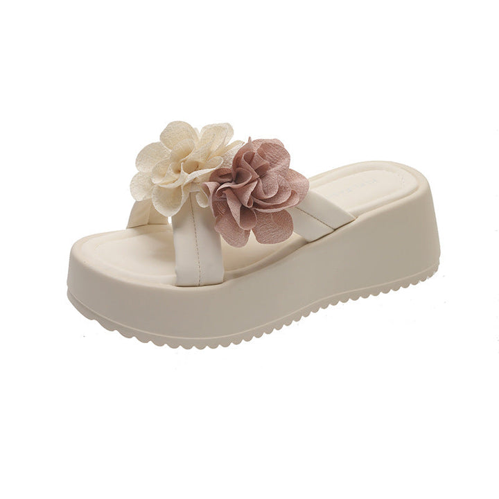 Damen modische Plateau-Sandalen mit Blumen-Applikationen Drune