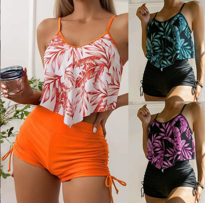 Damen Sportlicher Tankini mit floralem Design Drune