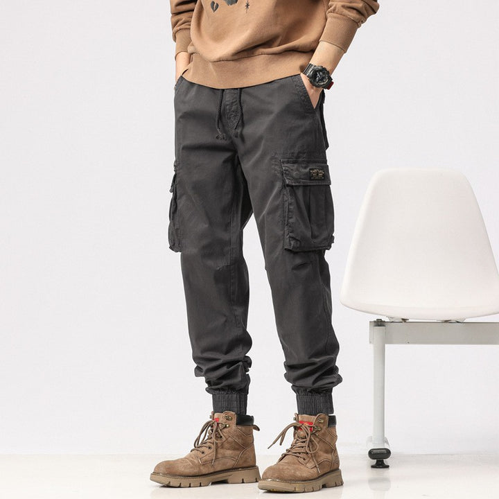 Herren Cargo-Joggerhose aus Baumwollmix mit Elastischem Tunnelzugbund und Multifach‑Taschen Drune