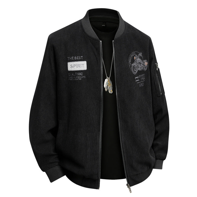 Herren Modische Bomberjacke mit stylischem Motorrad-Design Drune