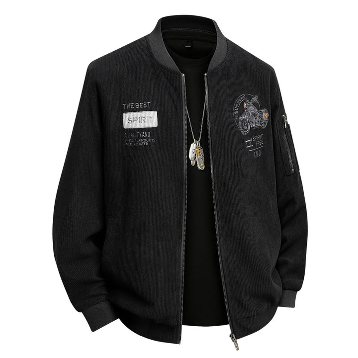 Herren Modische Bomberjacke mit stylischem Motorrad-Design Drune