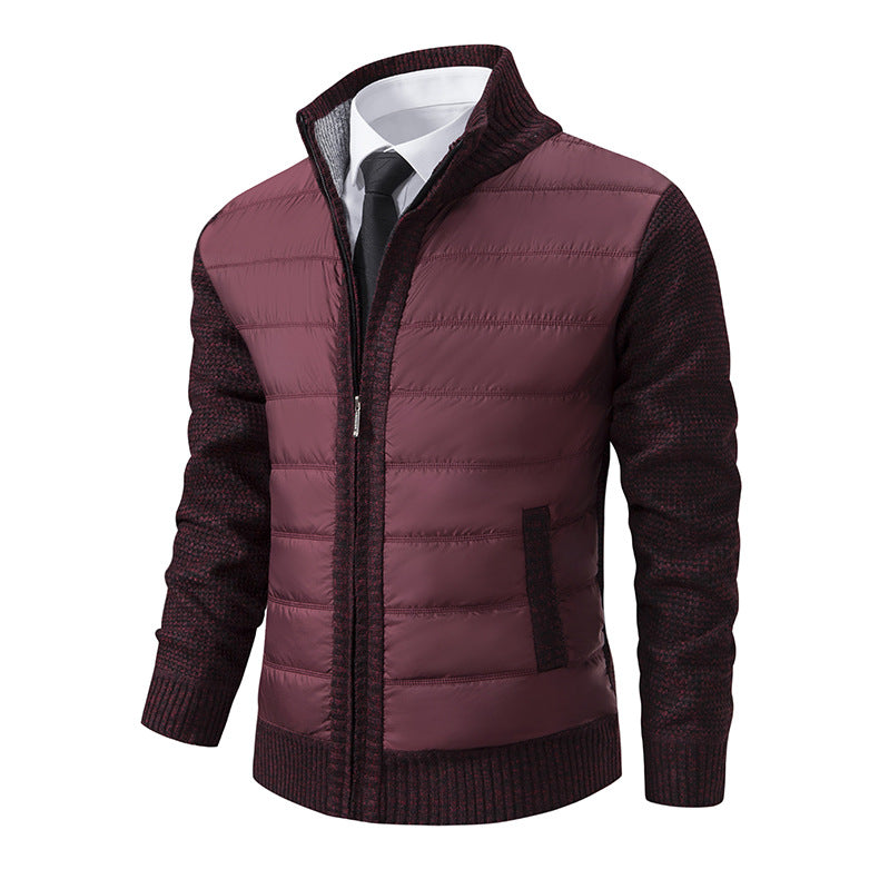 Herren nan gesteppte Hybrid-Strickjacke mit Stehkragen Reißverschluss und Eingrifftaschen Drune