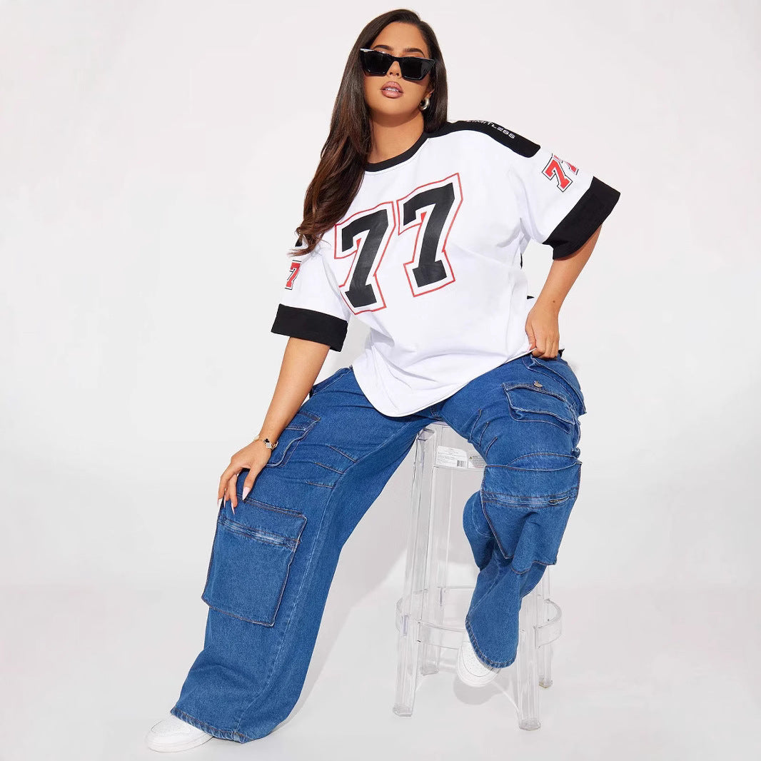 Damen Übergröße Grafik Sporttrikot Drune