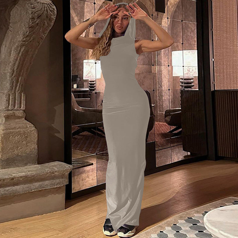Damen Maxikleid mit Kapuze Drune