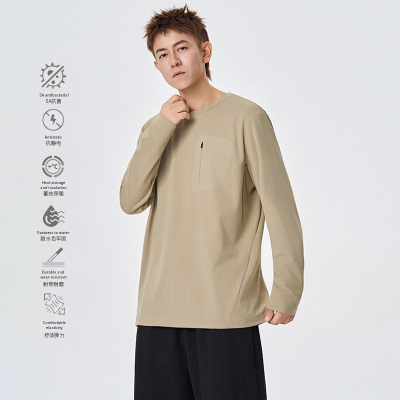 Herren Funktions-Langarmshirt mit Brust-Reißverschlusstasche und atmungsaktivem Performance-Jersey Drune
