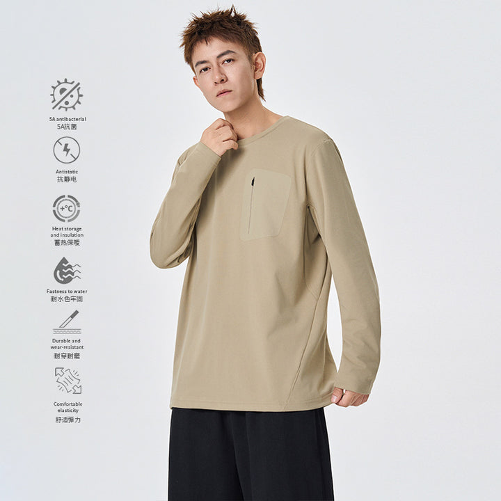 Herren Funktions-Langarmshirt mit Brust-Reißverschlusstasche und atmungsaktivem Performance-Jersey Drune