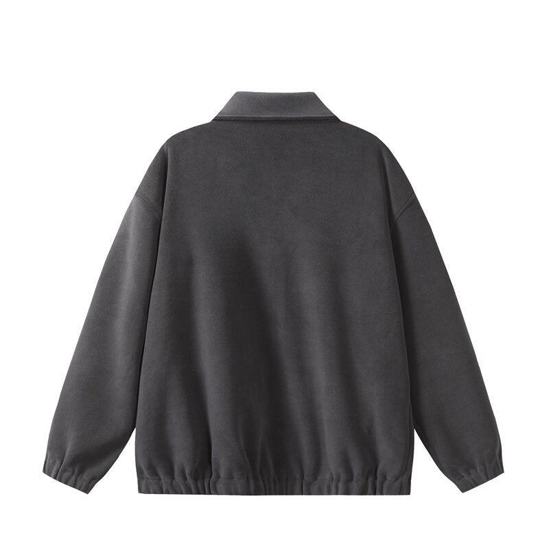 Unisex Fleece‑Blousonjacke im Boxy‑Cut mit Hemdkragen, durchgehendem Reißverschluss und elastischem Saum Drune
