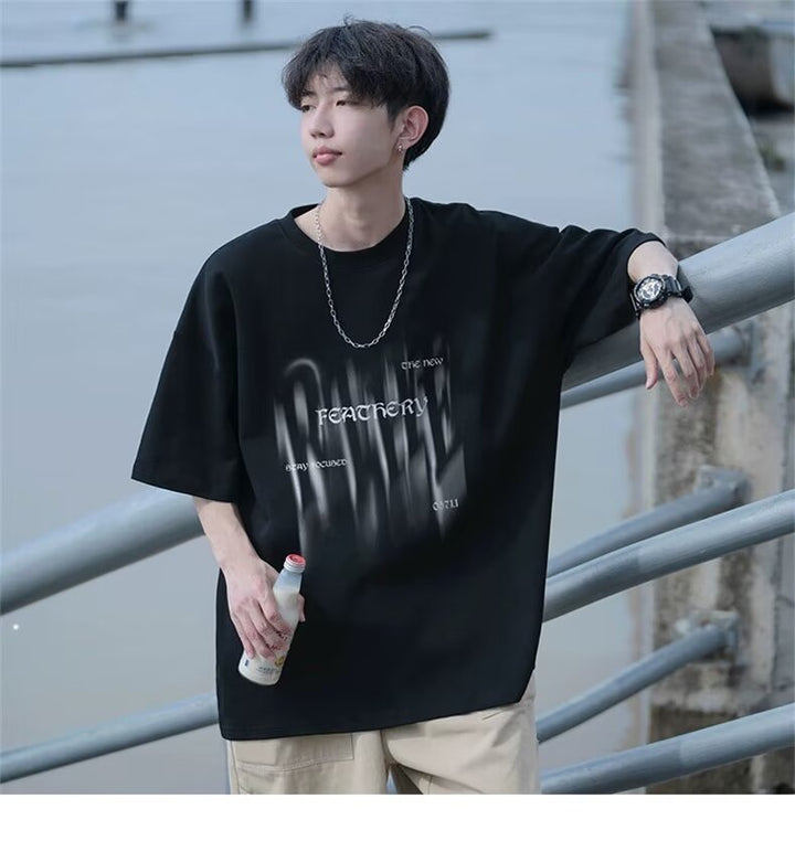 Herren Übergrößes T-Shirt mit kreativem Druck Drune
