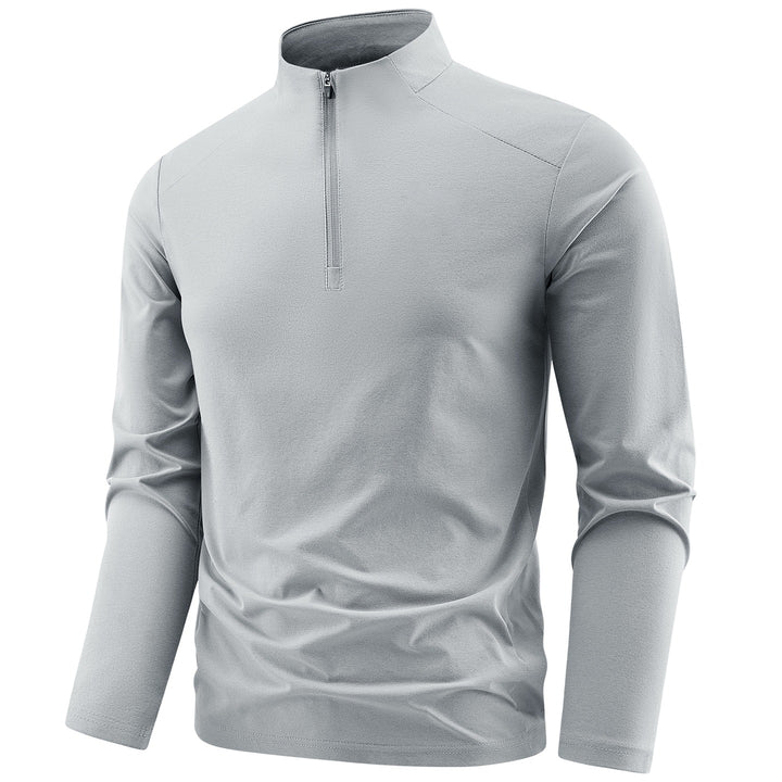 Herren Langarm-Performance-Halbzip-Trainingsshirt mit Stehkragen und atmungsaktivem Funktionsmaterial Drune