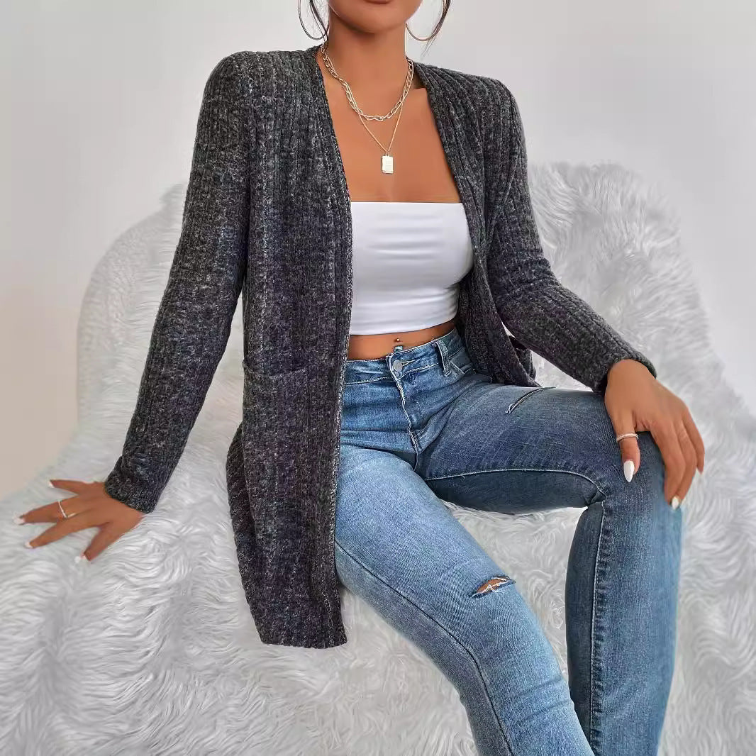Damen Strickjacke mit feiner Rippstruktur und praktischen Taschen Drune