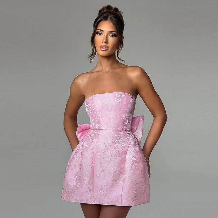Damen Strapless Cocktailkleid mit voluminösem Rock Drune