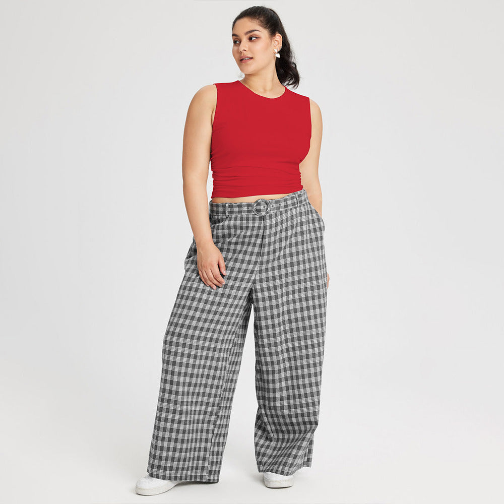 Damen weit geschnittene Karottenhose mit dekorativer Gürtel-Detail Drune