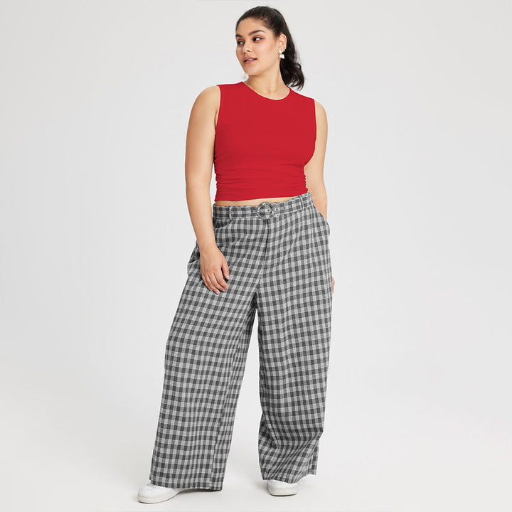Damen weit geschnittene Karottenhose mit dekorativer Gürtel-Detail Drune