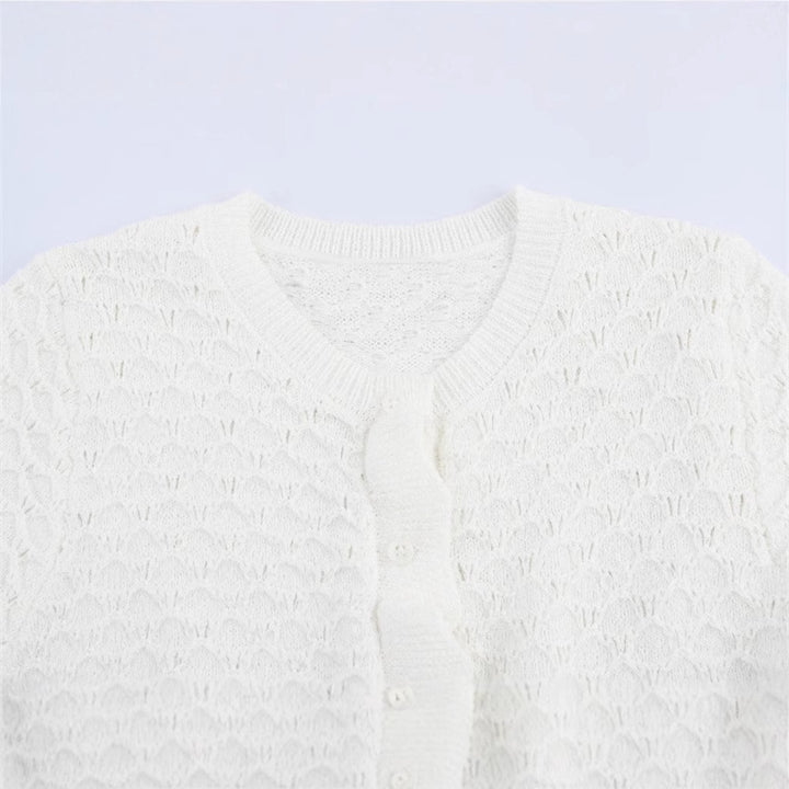 Damen Strickjacke mit Rüschendetails und Knopfleiste Drune
