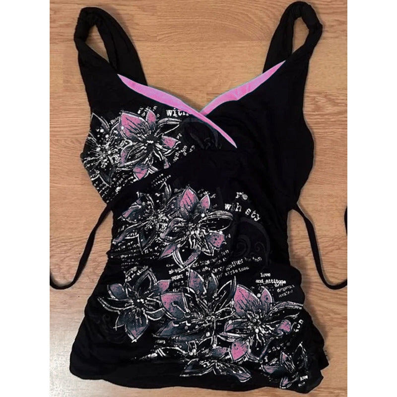 Damen-Top mit floralem Design und verstellbaren Trägern Drune