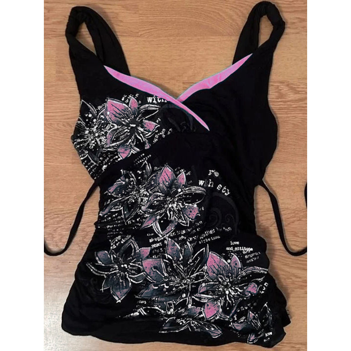 Damen-Top mit floralem Design und verstellbaren Trägern Drune