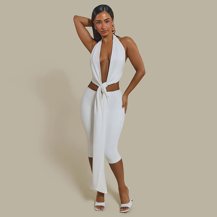 Damen Wickelkleid mit tiefem V-Ausschnitt und animalischem Print Drune