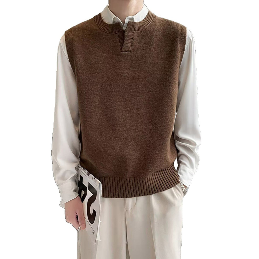 Herren Moderner Grobstrickpullover ohne Ärmel Drune