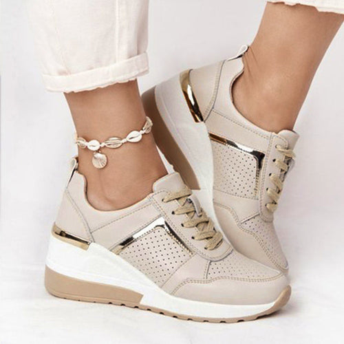 Damen Keilabsatz-Sneaker mit perforiertem Obermaterial und metallischem Akzent Drune