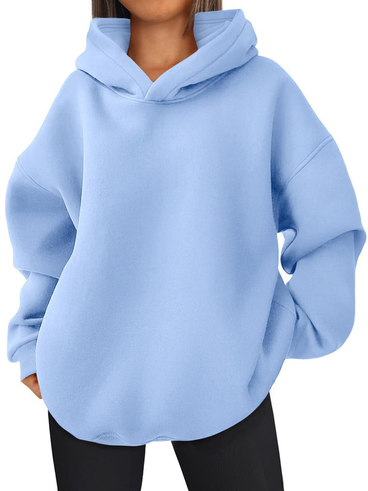 Damen nan kastiger Kapuzenpullover mit doppellagiger Kapuze, überschnittener Schulter und längerem Rückenteil Drune
