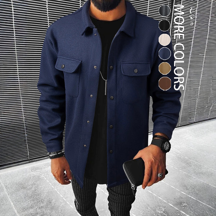 Herren nan Hemdenjacke aus Wollmix mit Druckknöpfen und Pattentaschen Drune