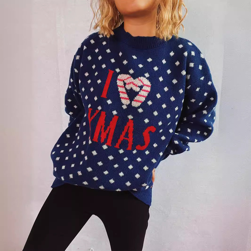 Damen Strickpullover mit festlichem Weihnachtsdesign und lockerer Passform Drune