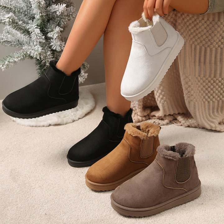 Damen Gefütterte Chelsea-Winterbooties mit elastischem Einsatz und Teddyfellfutter Drune