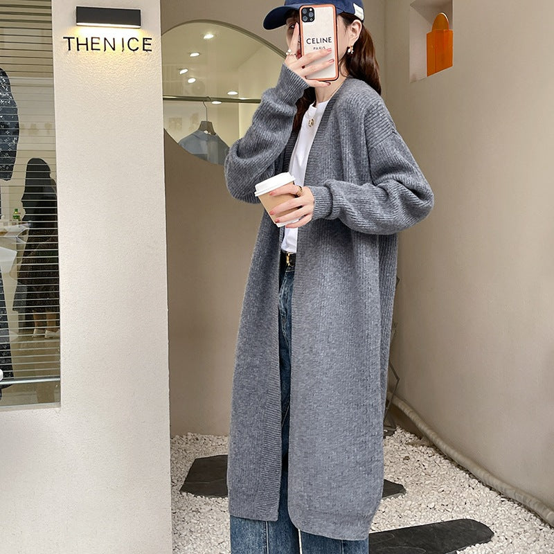 Damen Großer Strickcardigan mit offenem Design und voluminösen Ärmel Drune
