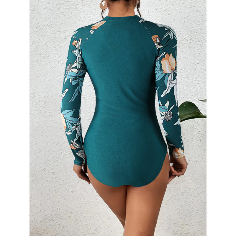 Damen Surfanzug mit floralem Design und sportlichem Reißverschluss Drune