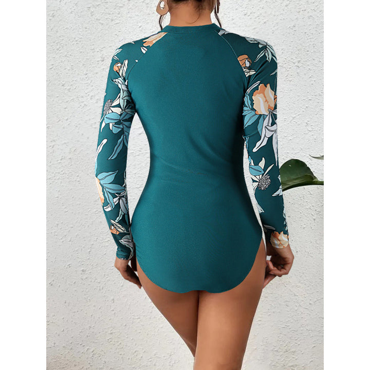Damen Surfanzug mit floralem Design und sportlichem Reißverschluss Drune