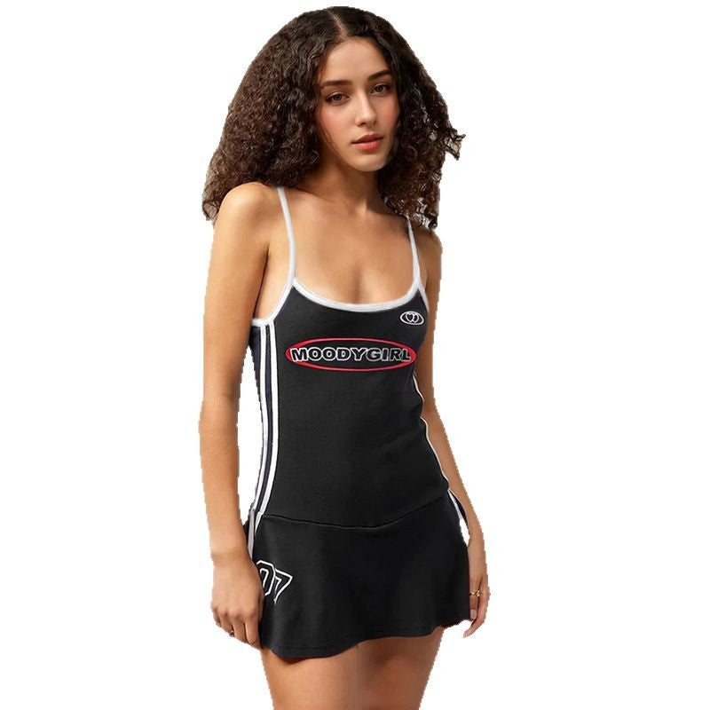 Damen Sportliches Kleid mit Spaghettiträgern Drune