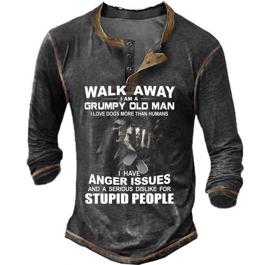 Herren Langarmshirt mit originellem Spruchdesign Drune
