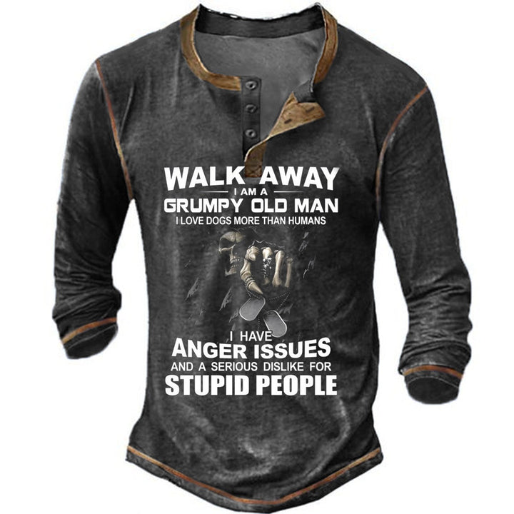 Herren Langarmshirt mit originellem Spruchdesign Drune