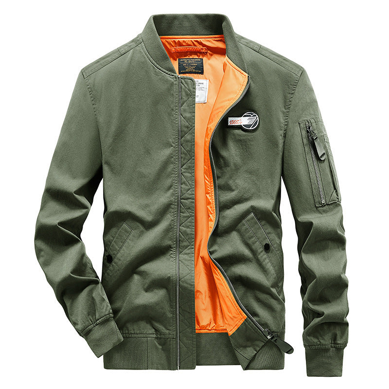 Herren Bomberjacke im Fliegerstil mit kontrastierendem Innenfutter und Ärmeltasche Drune