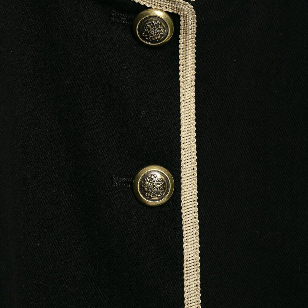 Damen Cropped Kurzblazer mit Stehkragen, Zierpaspel und Medaillonknöpfen Drune