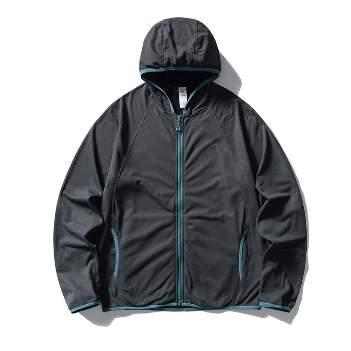 Unisex Leichte Kapuzen‑Fleecejacke mit Raglanärmeln und kontrastierter Kantenverarbeitung Drune
