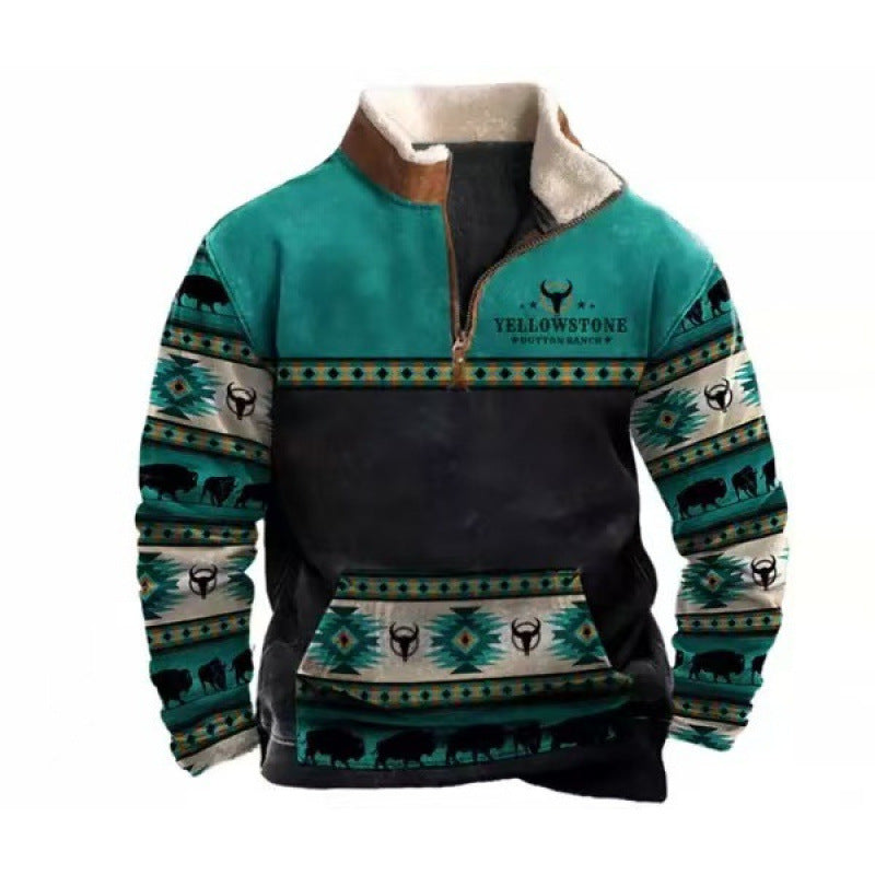 Herren Modischer Hoodie mit Kapuze und maritimem Druck Drune