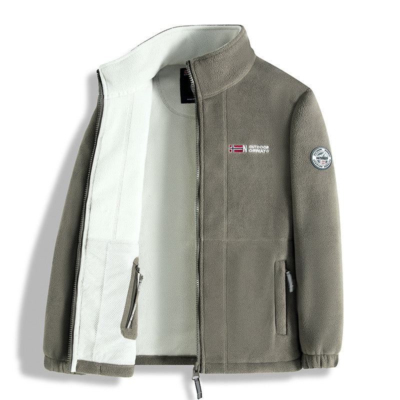 Herren Fleecejacke mit Microfleece-Innenfutter, Stehkragen und Zwei-Wege-Reißverschluss Drune