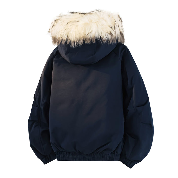 Herren Modische Winterjacke mit abnehmbarem Kunstfellkragen Drune