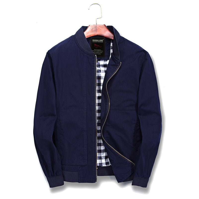Herren Leichte Canvas‑Bomberjacke mit kariertem Innenfutter und elastischen Bündchen Drune