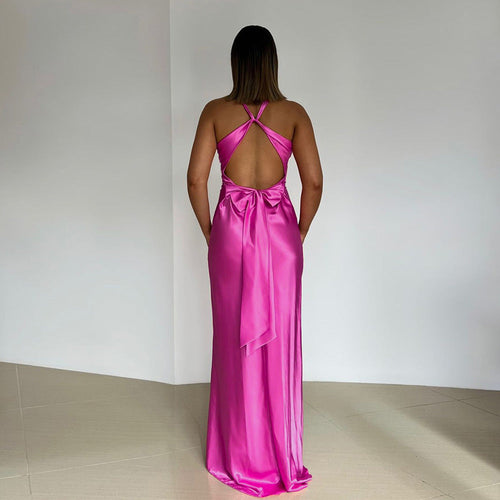 Drune | Persönlichkeit Slim Fit Satin Kleid Damen