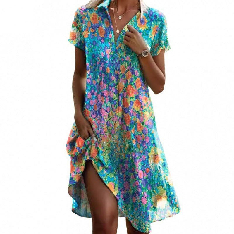 Damen Sommerkleid mit floralen Mustern Drune