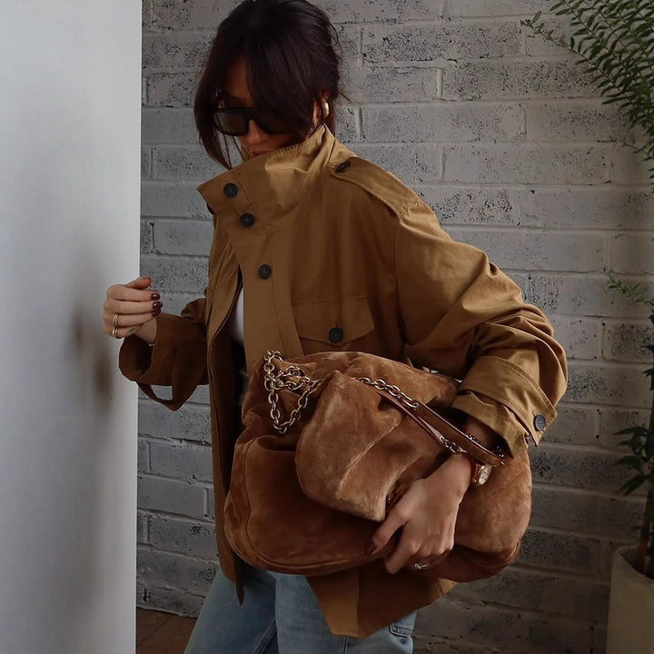Damen Utility-Jacke mit hohem Kragen und praktischen Taschen Drune
