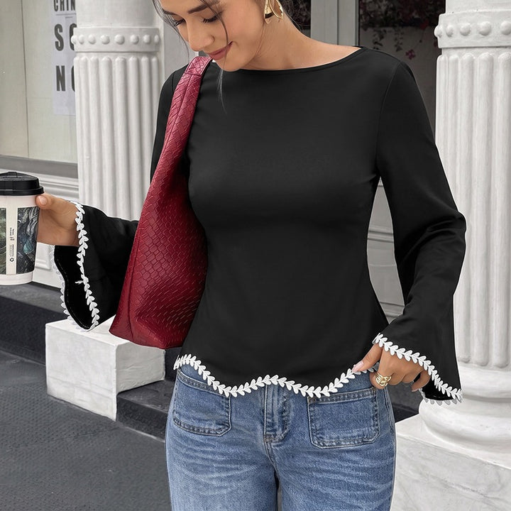 Damen Elegante Bluse mit Rüschenärmel Drune