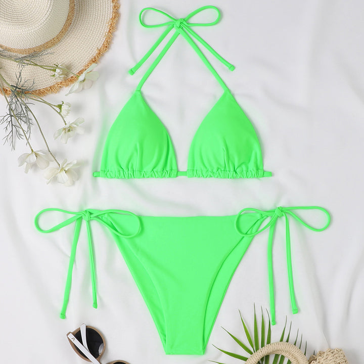 Damen Triangel-Bikini mit verspielten Schleifen und hohem Beinausschnitt Drune