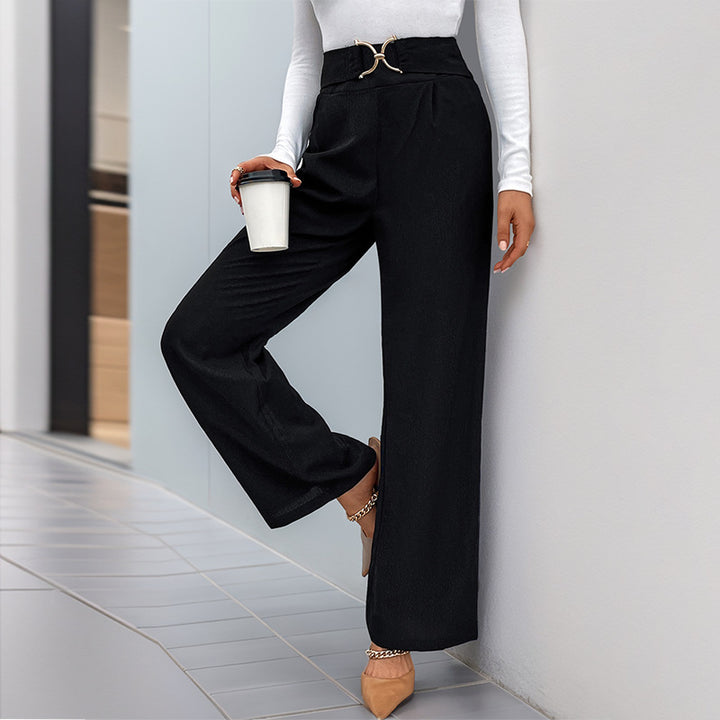 Damen Hochtaillierte Palazzo-Hose mit weitem Bein und dekorativem Schmuckgürtel Drune