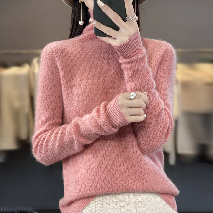 Damen Weicher Feinstrick‑Mockneckpullover mit flauschiger Mohair‑Optik, zarter Wabenstruktur und legerer Oversize‑Passform Drune