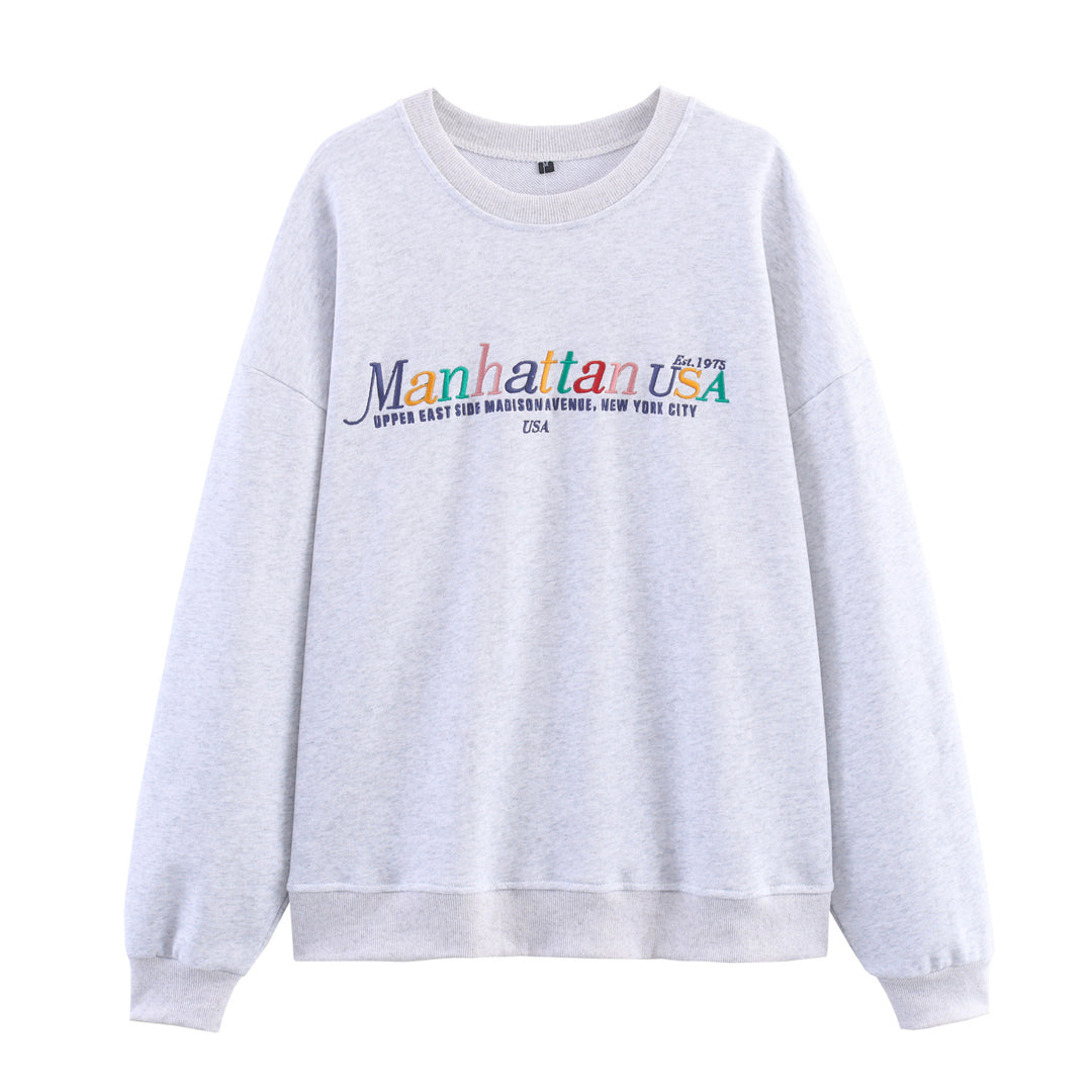 Damen Oversized Sweatshirt mit buntem Schriftzug Drune