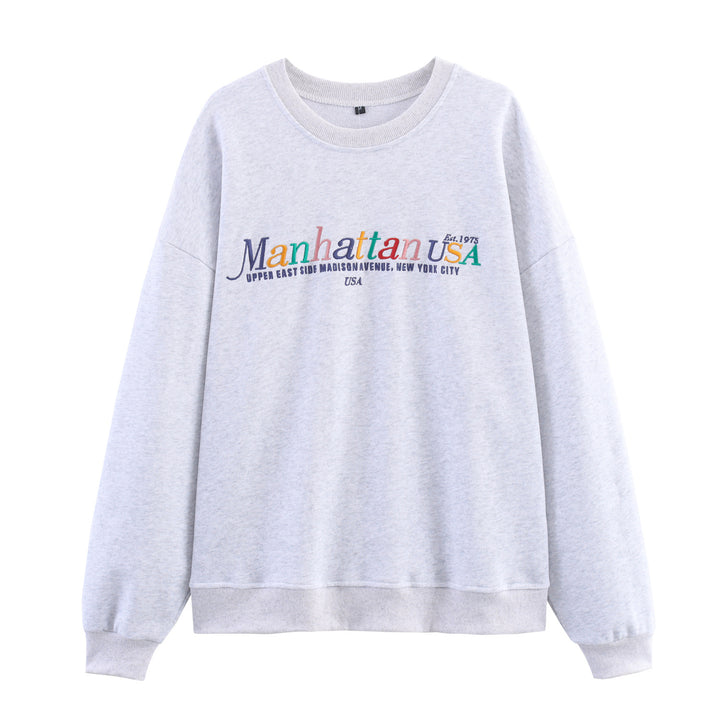 Damen Oversized Sweatshirt mit buntem Schriftzug Drune